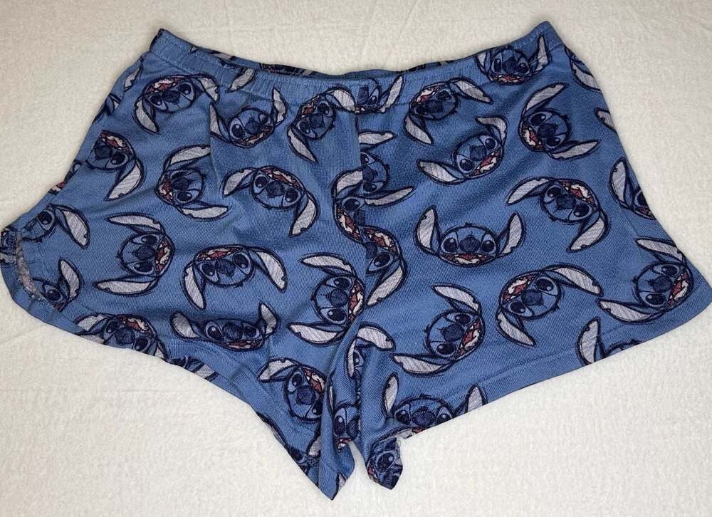 Disney Stitch Women's All Over Print Pajama Lounge Shorts Blue